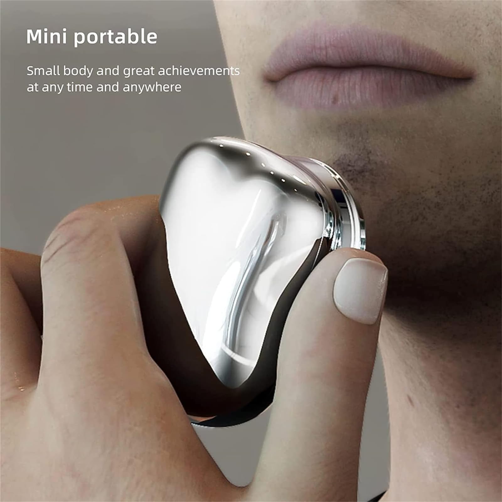 Berbiget Mini Electric Shaver - Portable Wet & Dry Shaver for Travel, Pocket Size Electric Razor for Men & Women - Perfect for Home, Office, and On-the-Go Use (Silver)