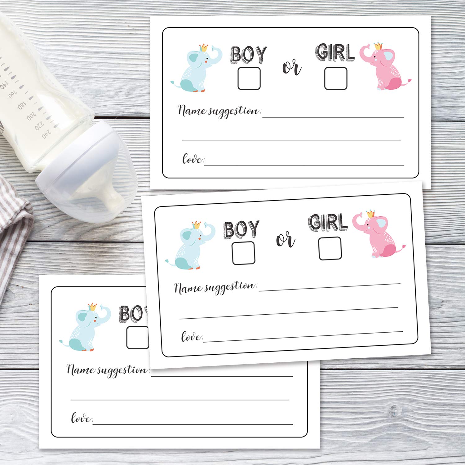 50-Pack Gender Reveal Voting Cards for Baby Shower Party Games - Boy or Girl Prediction Cards (3.5