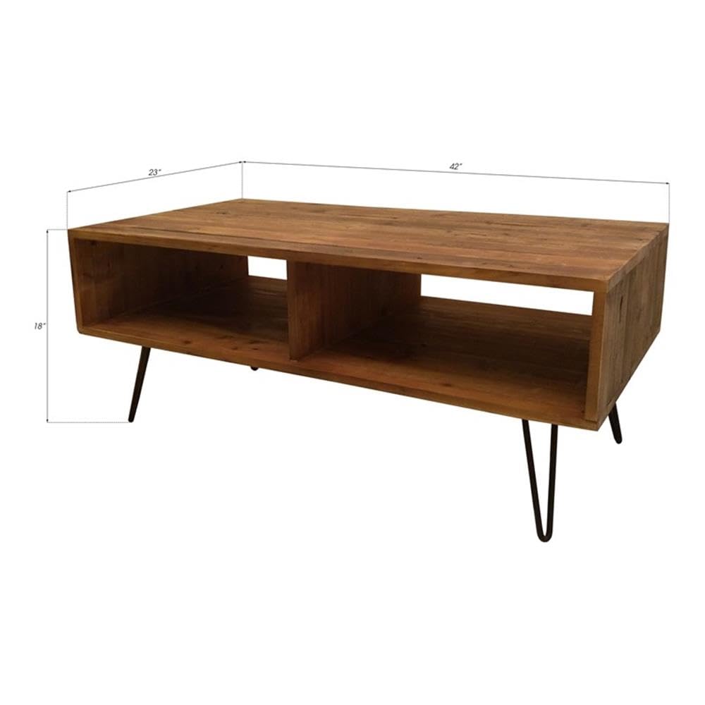 Pemberly Row Natural Wood Coffee Table - Rustic Modern Living Room Furniture for Small Spaces, Home Decor & Entertaining