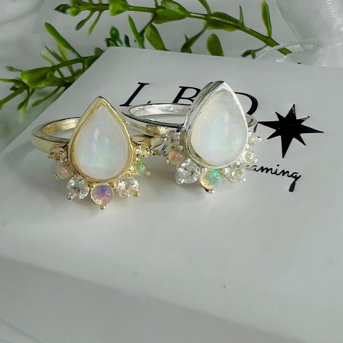 Laihas Premium Ballerina Gold Topaz Opal Moonstone Ring for Women – Elegant Jewelry Gift for Birthday, Anniversary & Special Occasions