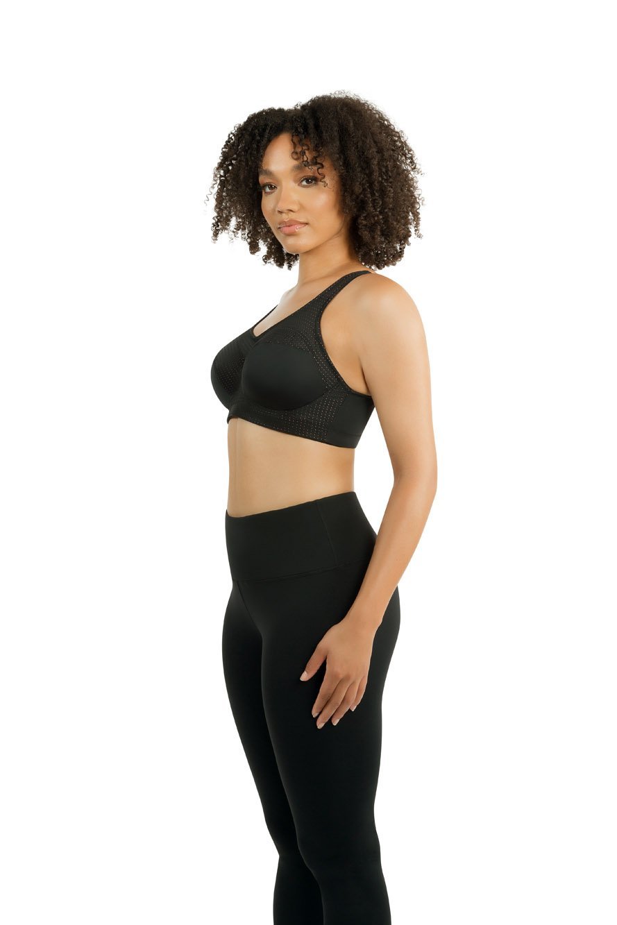 Parfait Power Fit Unlined Moderate Impact Sports Bra - Black with Pink Blush | Comfortable Workout & Yoga Support for Women
