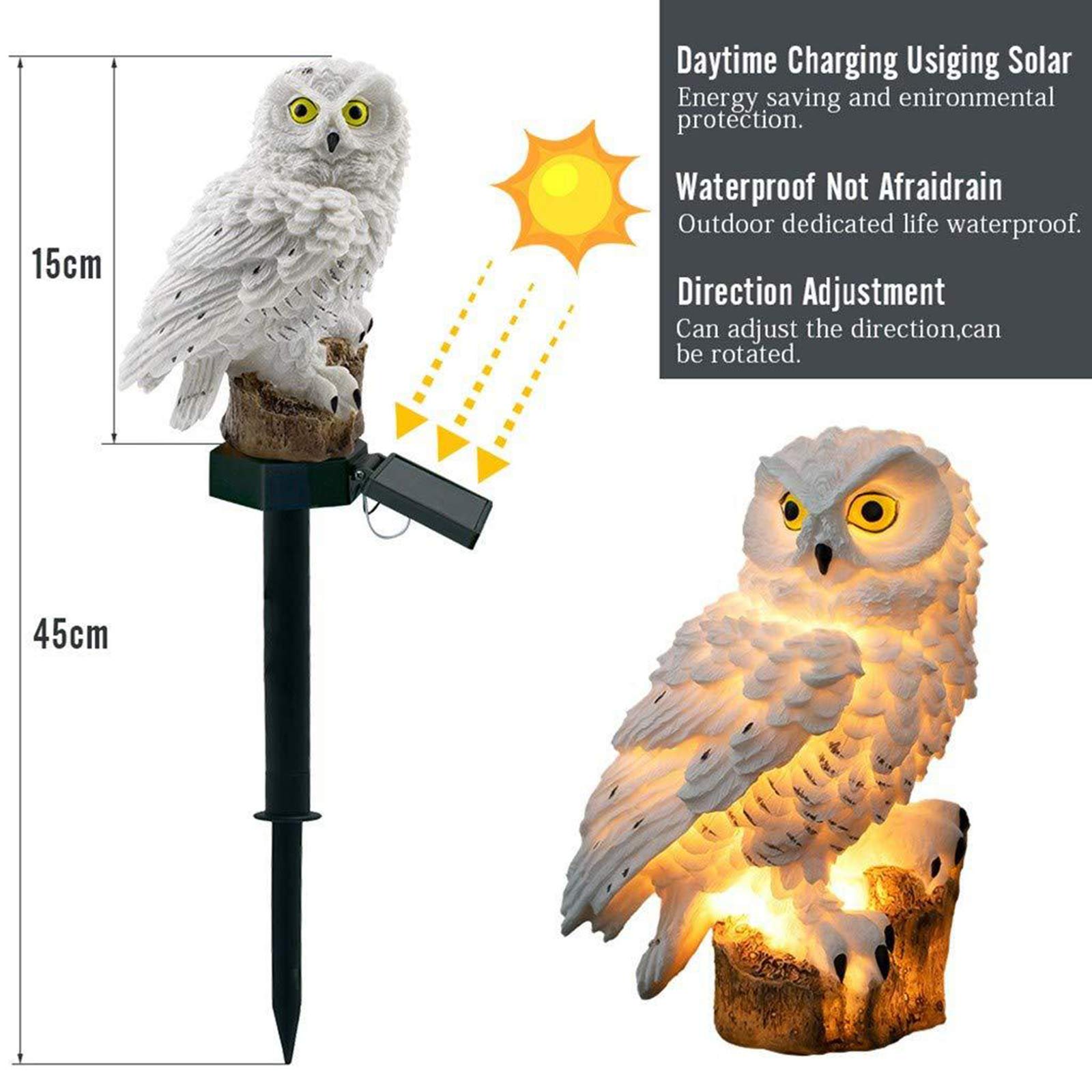 Solar Owl Garden Lights Outdoor - Waterproof LED Solar Pathway Lights for Yard, Lawn, Patio Decor | White Decorative Solar Lighting for Walkways, Driveways & Garden Landscaping