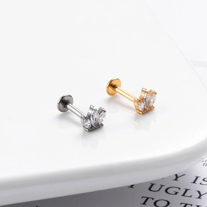 16G Cartilage Titanium Flower Crown Stud Earrings for Women - Hypoallergenic Body Jewelry for Sensitive Ears | Perfect for Everyday Wear, Parties & Special Occasions