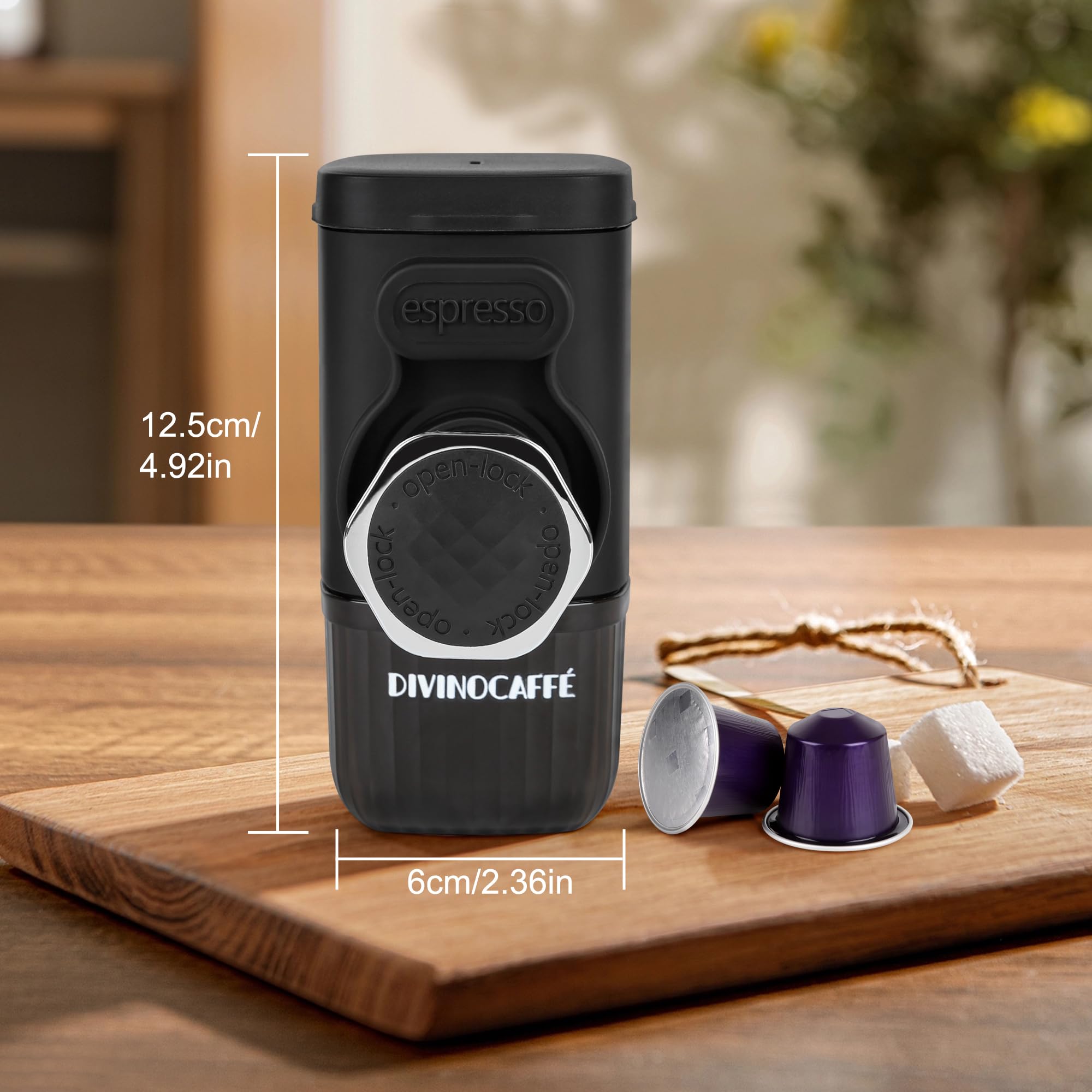 Mini Espresso Machine | Portable Manual Coffee Maker with 18 Bar Pressure | Compatible with Capsules & Ground Coffee | Compact Travel & Camping Espresso Maker | Perfect for Home, Office, Outdoor Adventures & Gifts