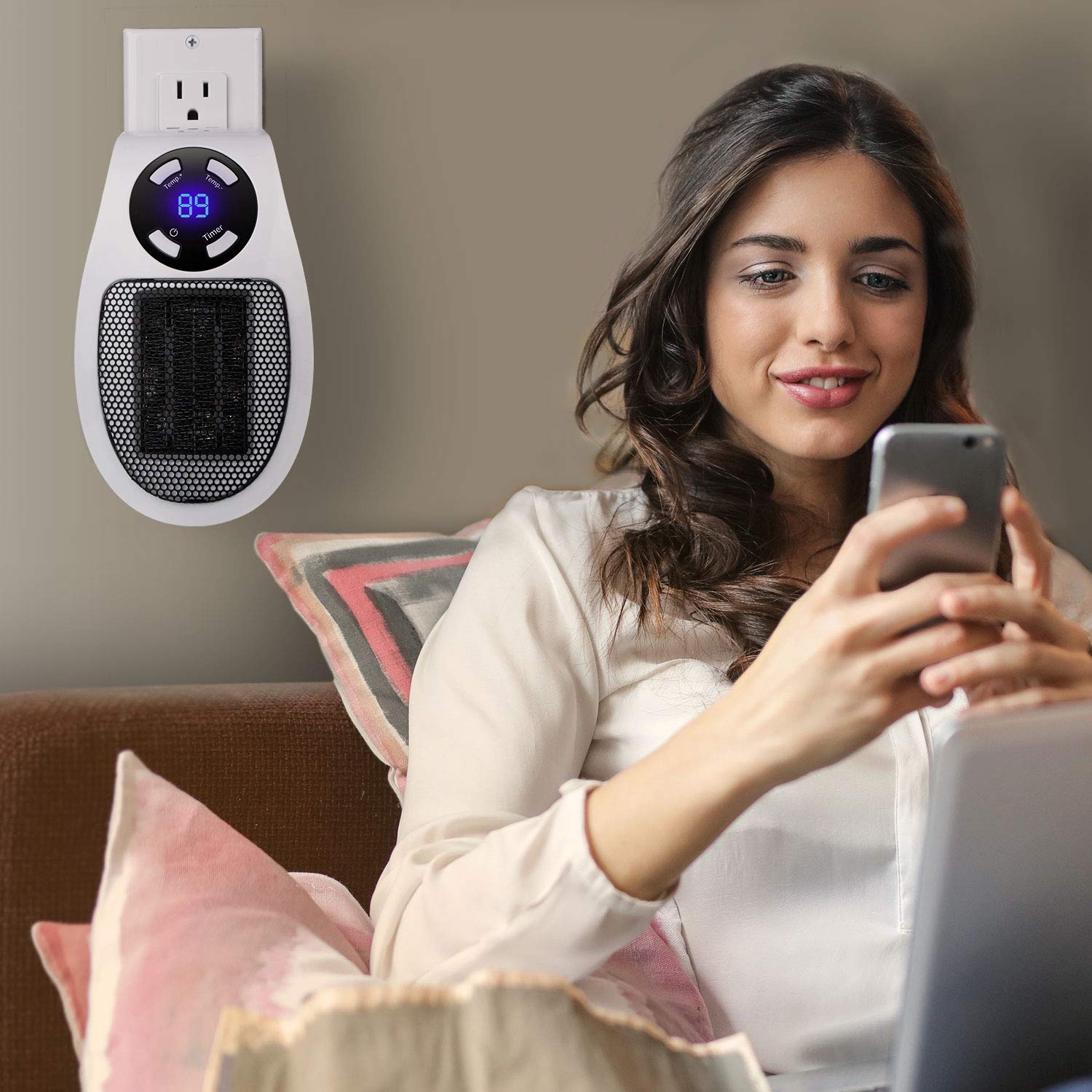 450W Wall Mounted Space Heater with Remote Control - Portable Electric Heater with Adjustable Thermostat, Overheat Protection & LED Display - ETL Certified for Office, Dorm Room, Bedroom & Small Spaces - Perfect for Winter Heating & Energy Saving