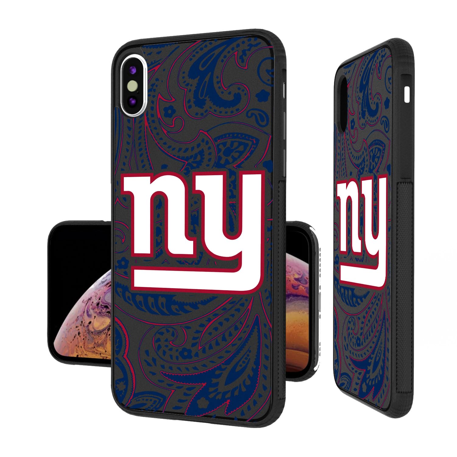 New York Giants iPhone Case with Paisley Design - Durable Bumper Protection for iPhone 13/14/15 Pro Max - Perfect for Football Fans & Game Day Accessories