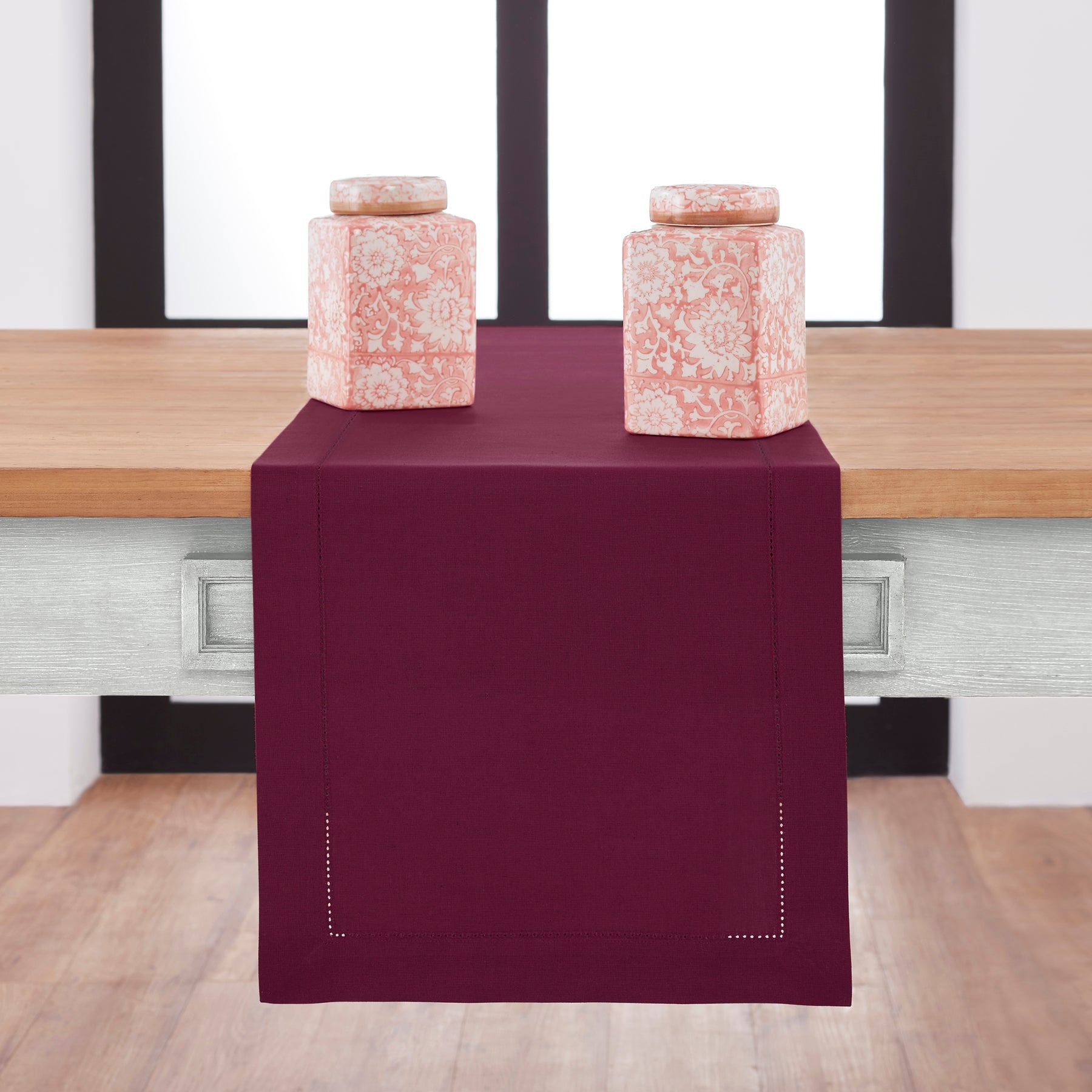 Premium Cotton Linen Hemstitch Table Runner - Elegant Dining Table Decor for Weddings, Parties & Home Decor - 60