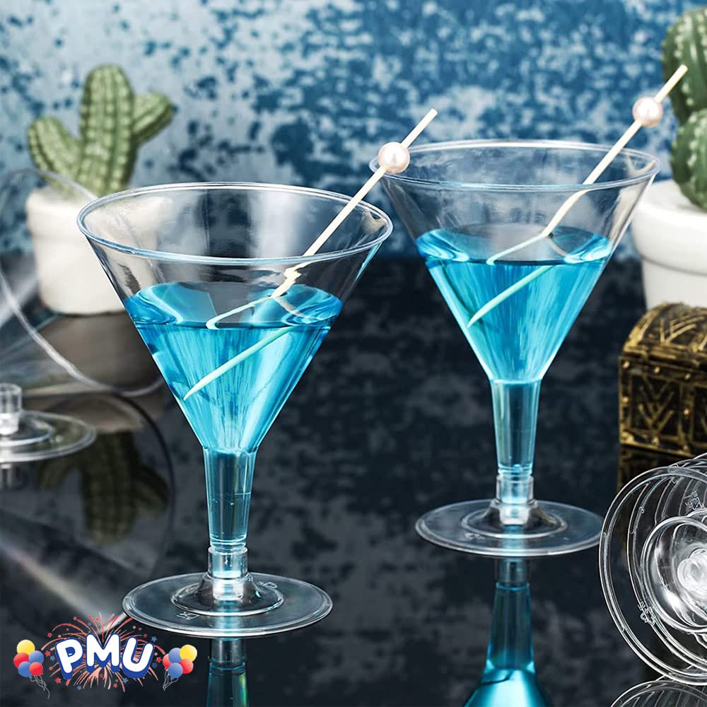 Disposable Plastic Martini Glasses - 10-Pack Reusable Cocktail Cups for Whiskey, Margarita & Home Bar Parties - Clear Drinkware for Entertaining & Events