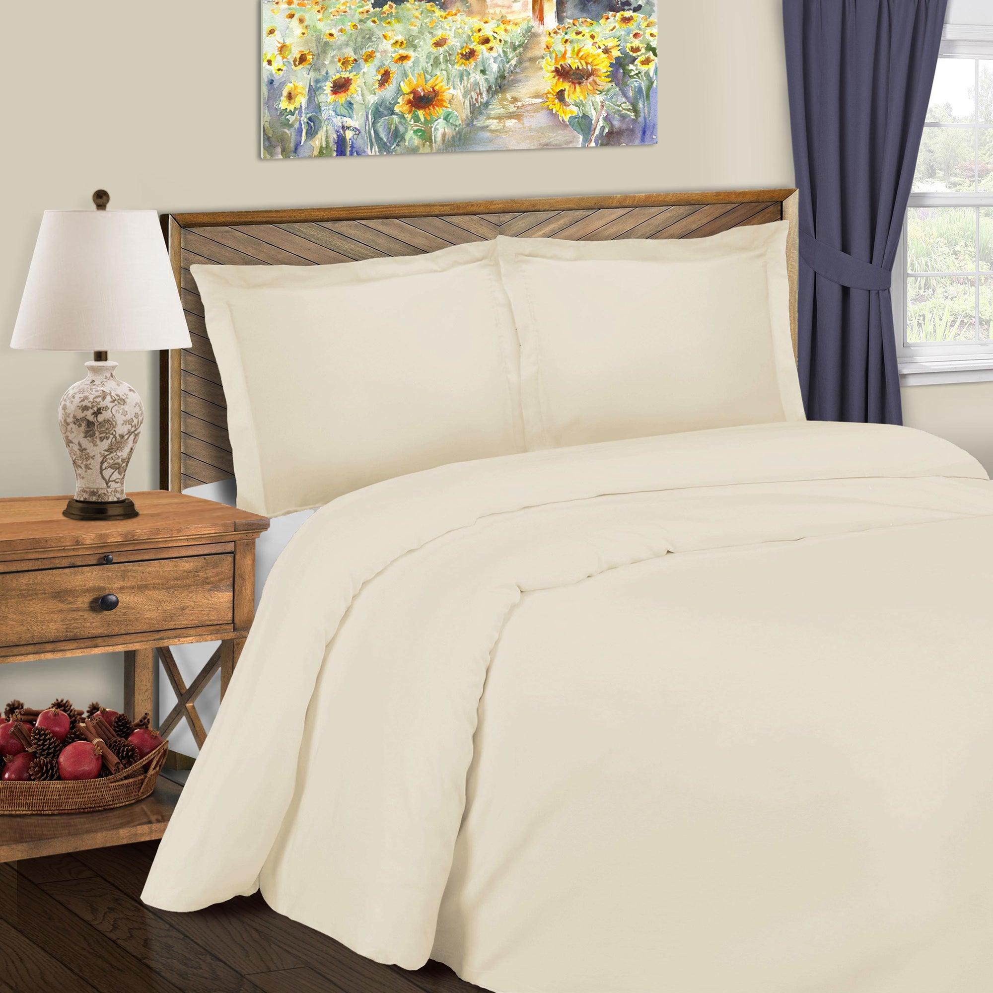 600 Thread Count Cotton Blend Solid Duvet Cover Set - King Size, Soft & Breathable Bedding Set for All Seasons - Perfect for Master Bedroom, Guest Room & Hotel Use
