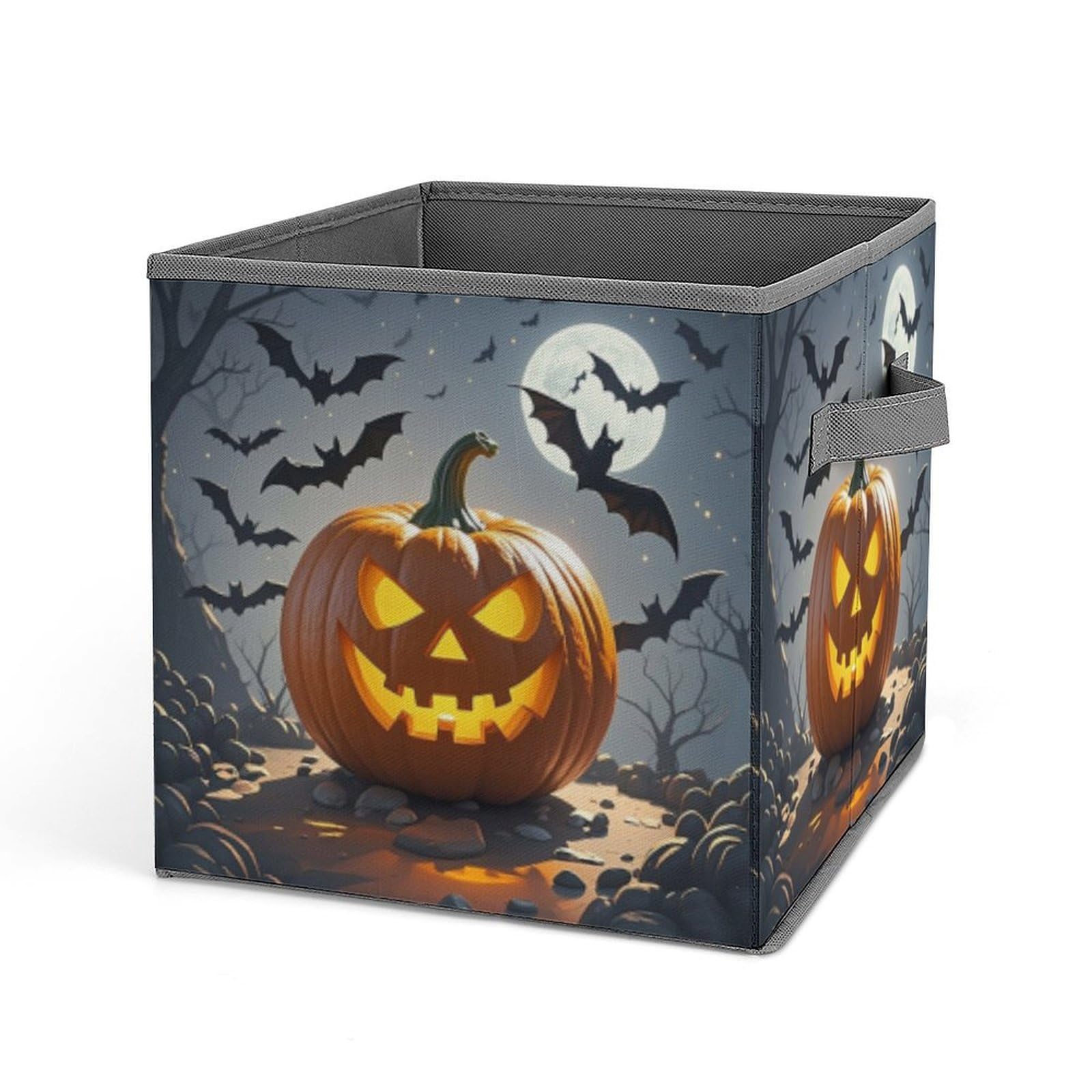 Evil Jack-O'-Lantern Printed Storage Box - Halloween Toy Organizer, Portable Office Storage Container for Home & Office Organization