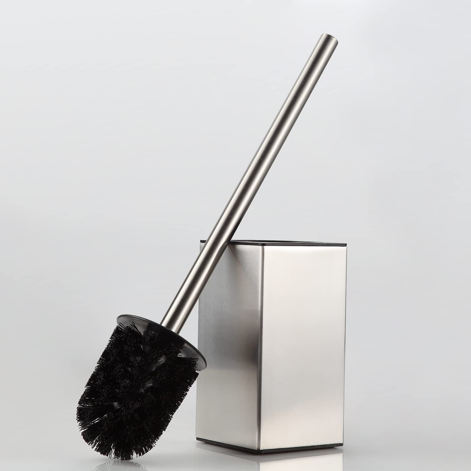 Stainless Steel 304 Toilet Brush Holder - Brushed Nickel Square Toilet Bowl Brush for Bathroom Storage & Organization | Modern Bathroom Cleaning Tool for Home & Office Use