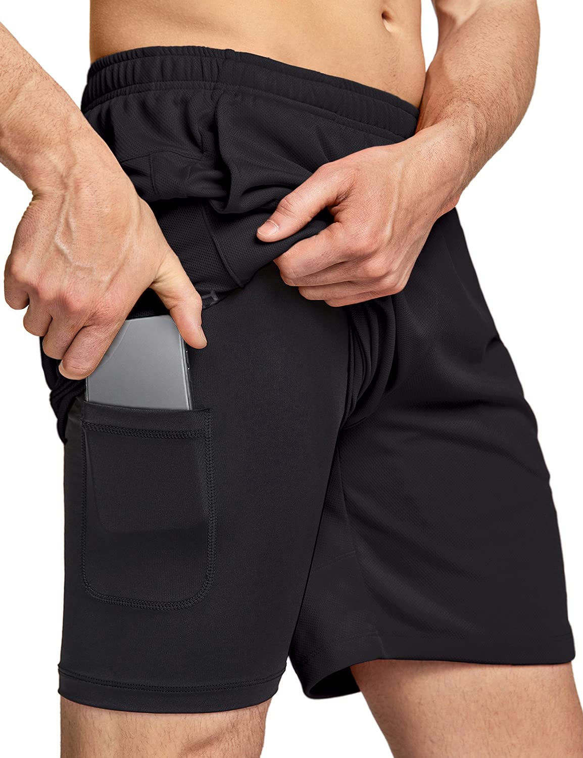 TSLA Men's 2-in-1 Quick Dry Running Shorts with Pockets - Breathable Workout Gym Shorts for Training, Jogging & Outdoor Activities