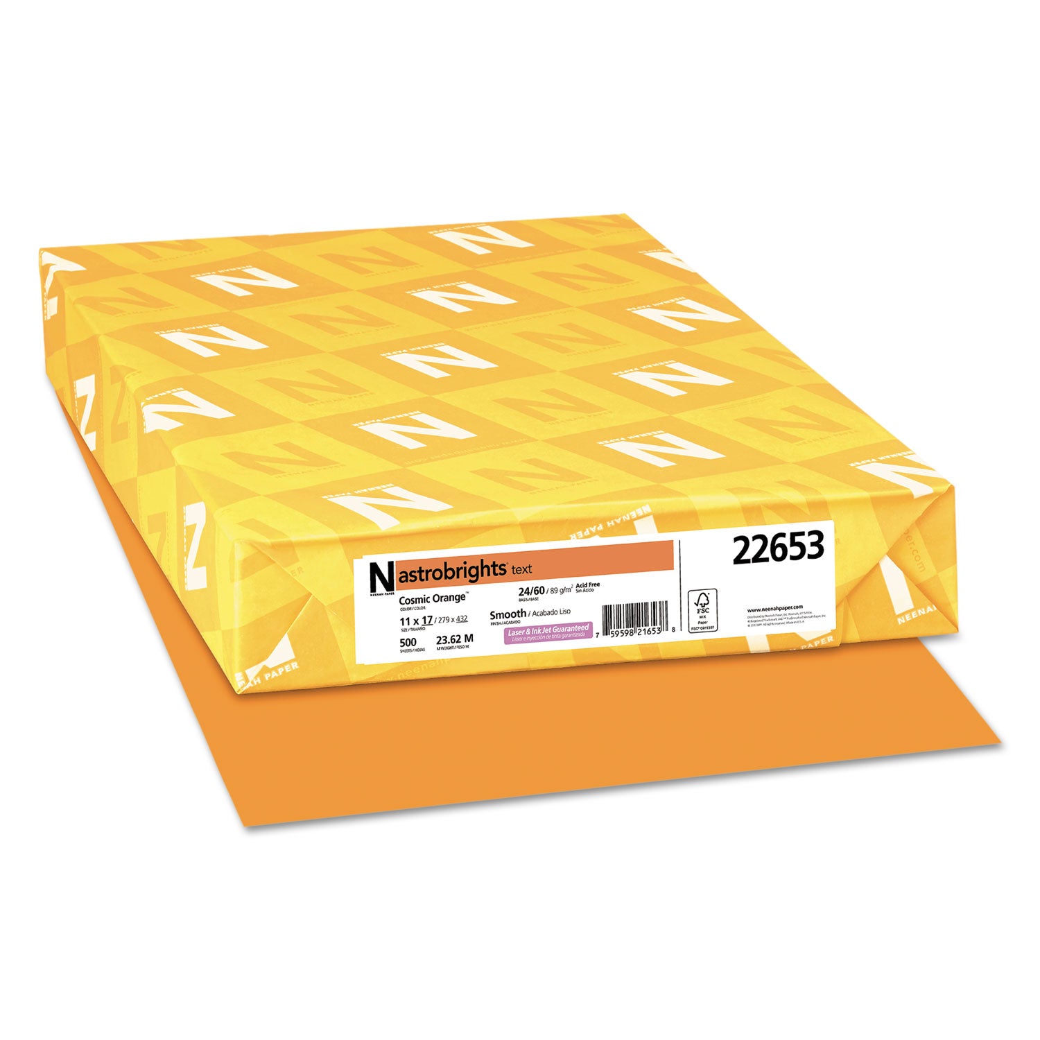 Astrobrights® Cosmic Orange 24 lb Bond Paper - 11 x 17 Inches, 500 Sheets/Ream | Vibrant Colored Paper for Office Documents, School Projects & Creative Crafts
