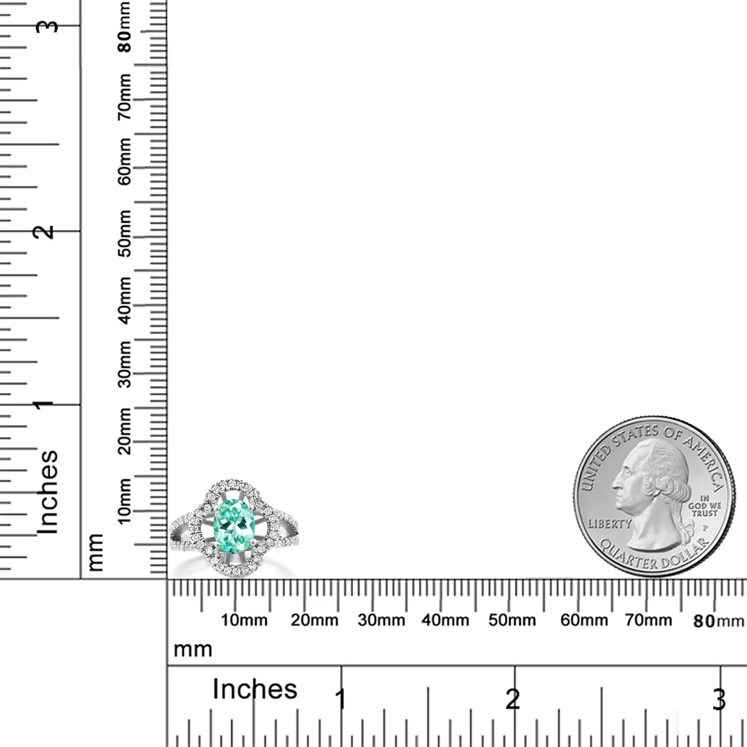 1.57 Ct Oval Blue Apatite Sterling Silver Ring for Women - Gem Stone King | Elegant Birthstone Jewelry Gift for Anniversary, Engagement & Special Occasions