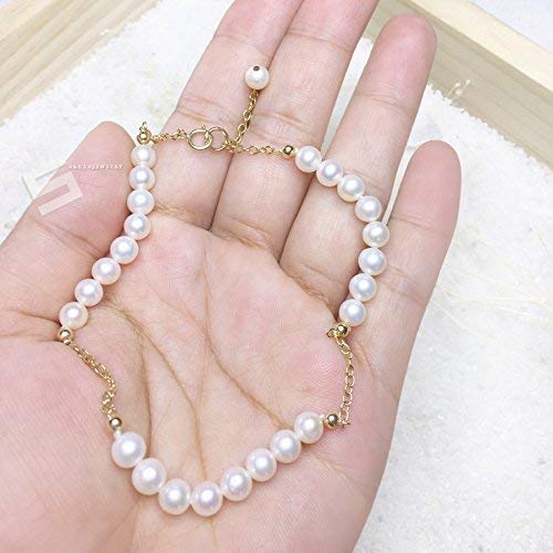 AAA Grade Delicate Cultured Pearl Anklet with 14K Gold Filled Clasp - Elegant Pearl & Gold Ankle Bracelet for Women - Perfect for Weddings, Parties & Special Occasions