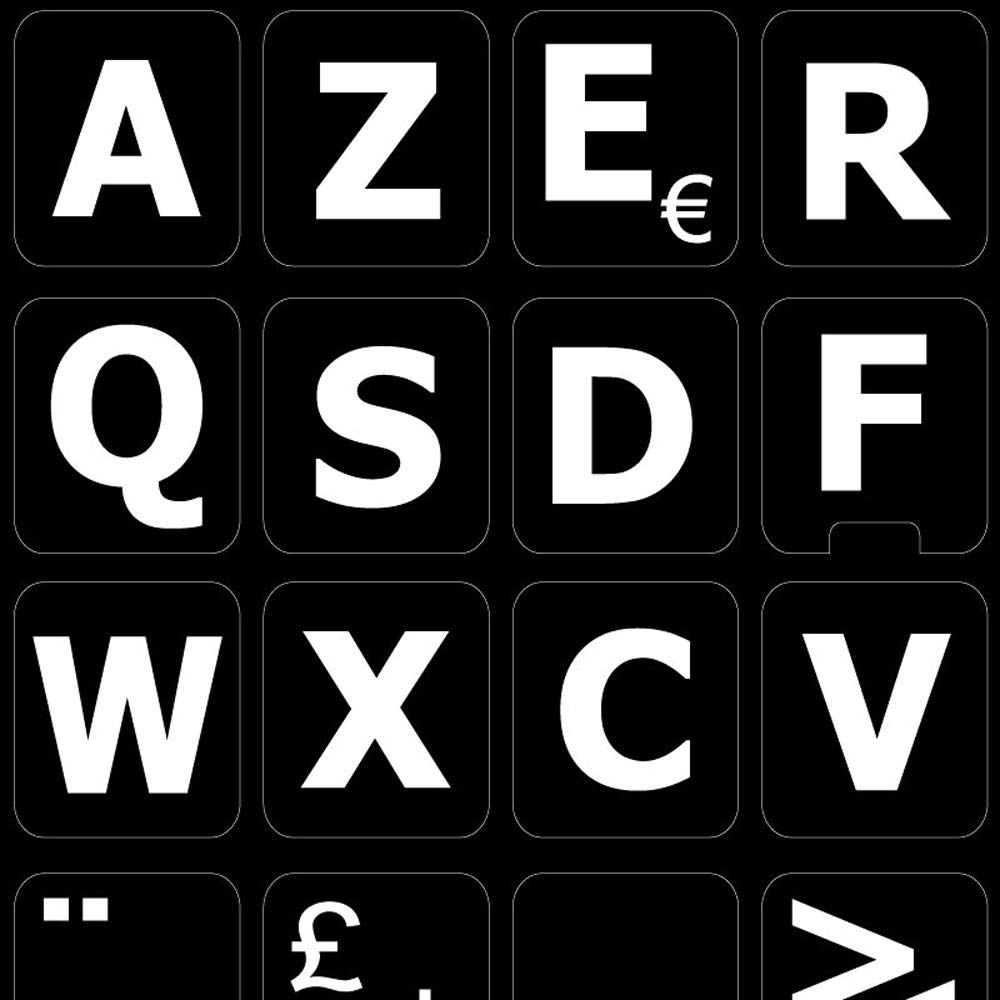 AZERTY Keyboard Stickers - Large Black Lettering for Desktop, Laptop & Notebook - French Layout (Uppercase) - Perfect for Typing, Coding & Multilingual Use