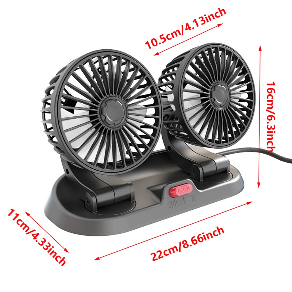 Dual Head USB Car Fan - Powerful 2-Speed Dashboard Vent Fan with High Airflow for Summer | Perfect for Cars, Trucks & RVs | Stay Cool on Road Trips & Commutes