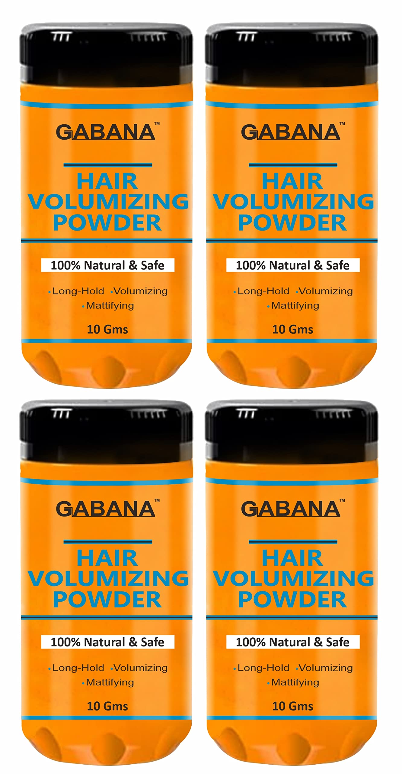 GABANA Natural Hair Volumizing Powder for Men - 4 Pack (10g Each) | All-Natural, Zero Toxin Hair Styling & Texturizing Powder for Volume & Hold | Perfect for Everyday Styling, Special Occasions & Professional Looks