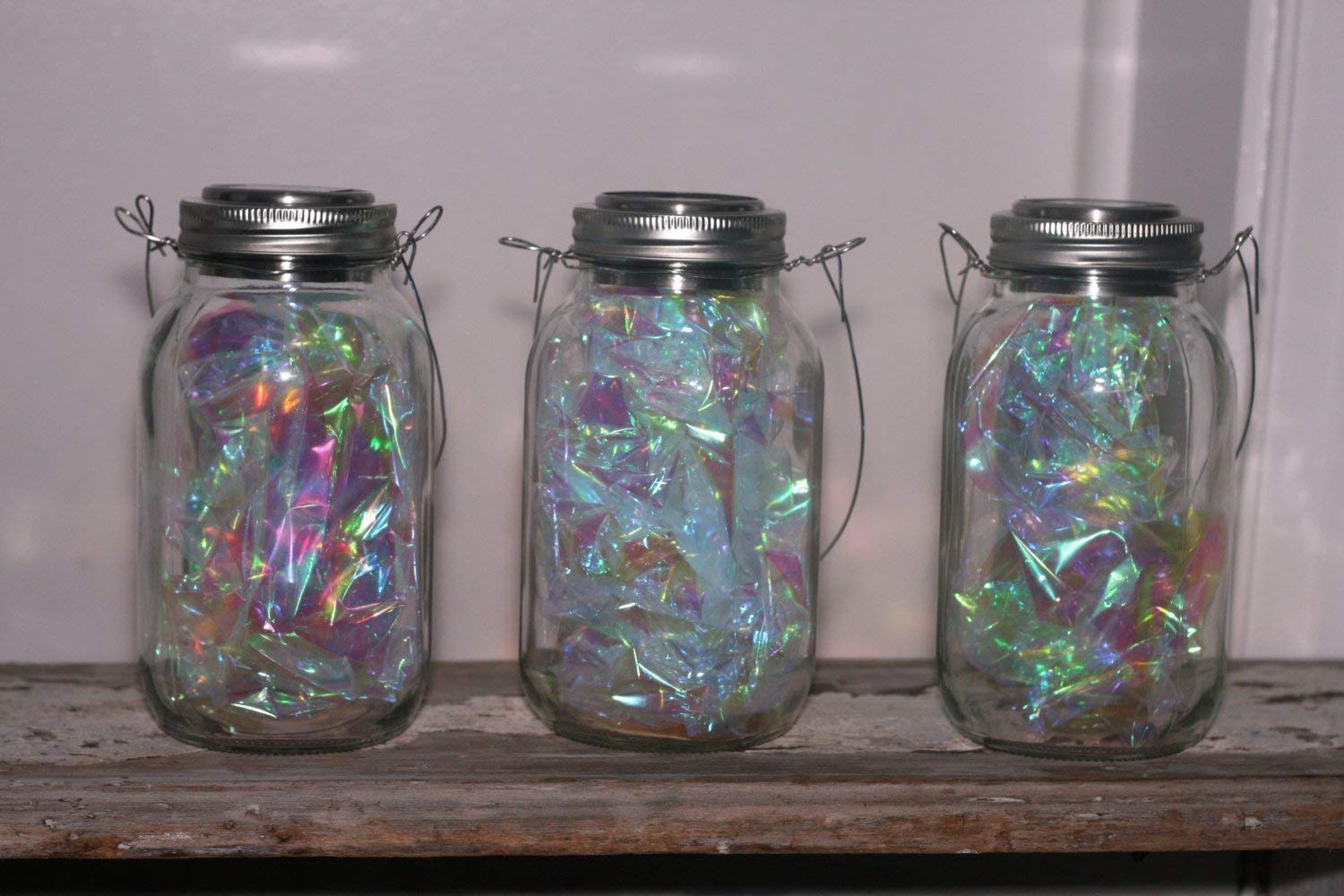 Solar Mason Jar Fairy Lights - Set of 3, Outdoor Hanging Lanterns for Garden & Backyard Decor
