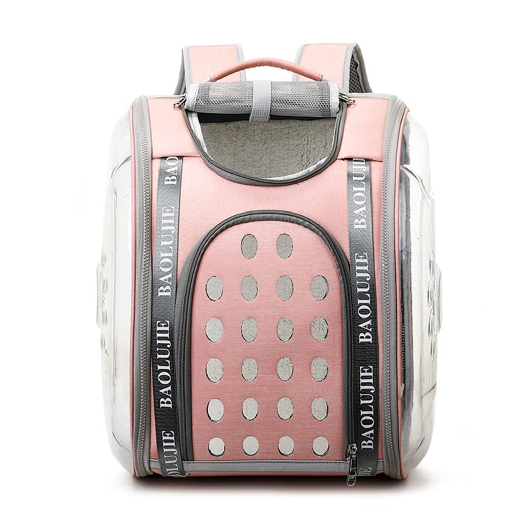 TINGCHAO Pet Carrier Backpack for Dogs & Cats - Ventilated & Breathable Design - Lightweight Travel Backpack for Puppies & Small Pets - Perfect for Hiking, Camping, Air Travel & Outdoor Adventures (Pink)