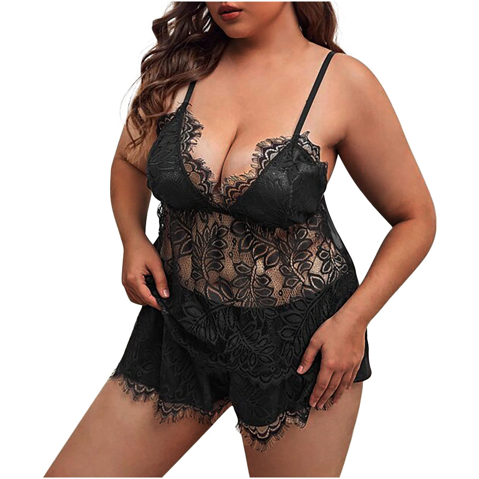 Sexy Lace Babydoll Nightgown - Women's Mesh Chemise Pajama Set with Sheer Lingerie for Romantic Nights & Sleepwear - Perfect for Valentine's Day, Honeymoon & Boudoir Photography