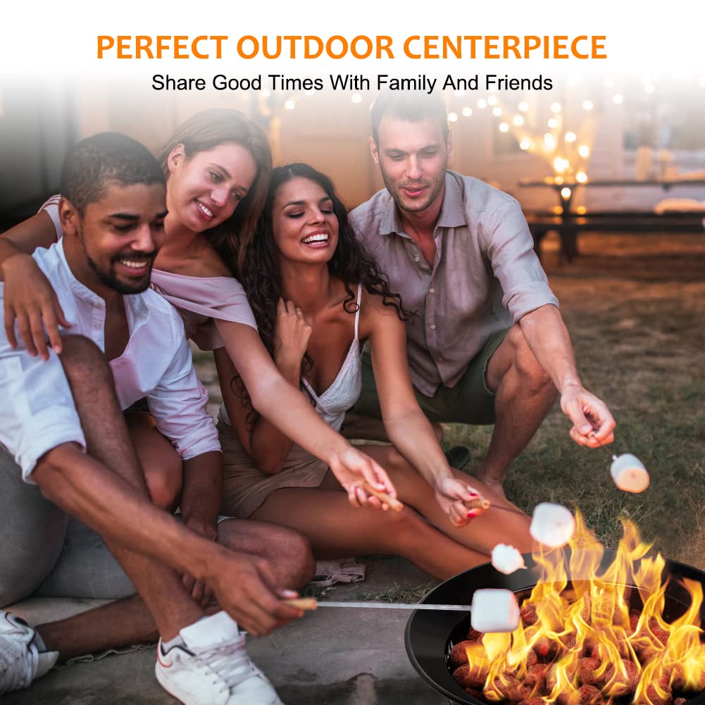 Portable Propane Fire Pit - 19 Inch Outdoor Gas Fire Bowl for RV, Camping, Backyard, Patio & BBQ Parties - Black FP19MB - Perfect for S'mores Nights & Cozy Gatherings