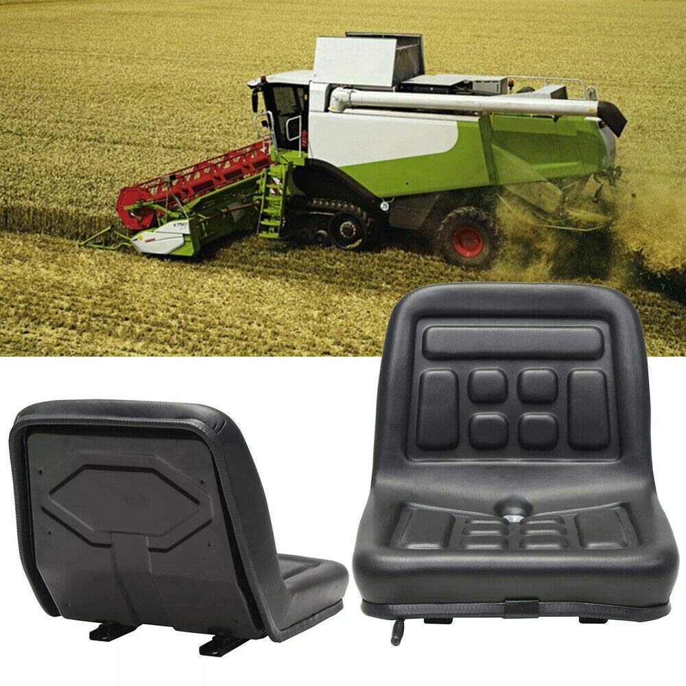 Universal Tractor Seat Replacement with Drain Hole & 5.5'' Sliding Tracks - Compatible with Tractors, Dumpers, Forklifts, Mowers & Diggers - Ideal for Farming, Construction & Landscaping Equipment