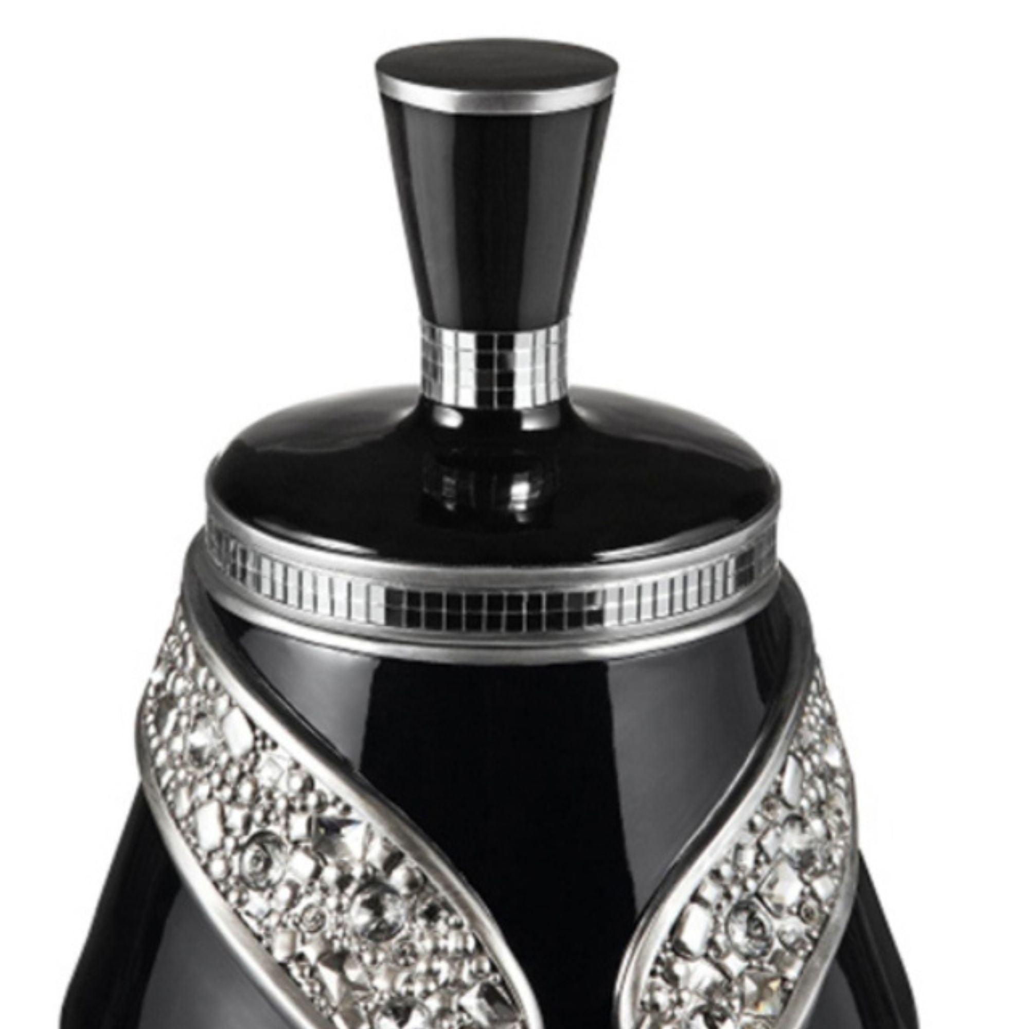 14-Inch Tall Polyresin Decorative Jewelry Box - Stellaire Collection in Elegant Black & Silver Finish | Perfect for Bedroom Vanity, Gift Giving & Jewelry Storage
