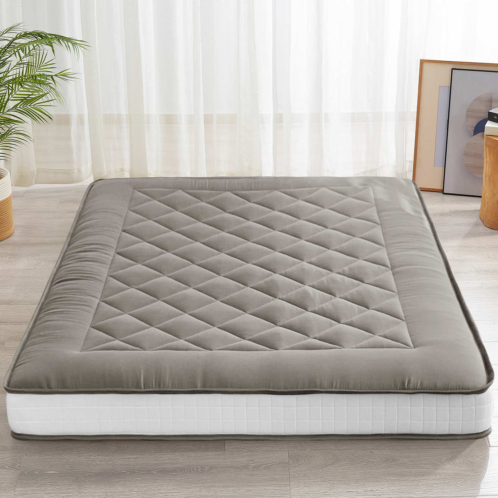 MAXYOYO 6-Inch Extra Thick Japanese Futon Mattress - Premium Diamond Quilted Floor Bed for Bedroom, Guest Room & Small Spaces - Dark Grey - Ideal for Apartments, Dorms & Minimalist Living