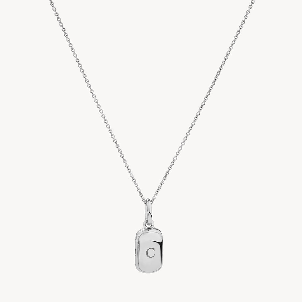 Personalized Engravable Silver Rectangle Locket Necklace - Perfect for Anniversary Gifts, Valentine's Day & Keepsake Jewelry