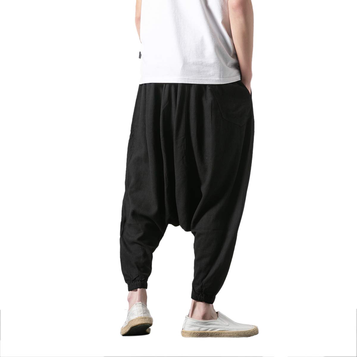 Seidarise Men's Harem Pants - Drop Crotch Lounge Pants, Plus Size Genie Pants for Yoga, Jogging & Casual Wear | Comfortable Balloon Pants for Meditation, Workout & Relaxation at Home