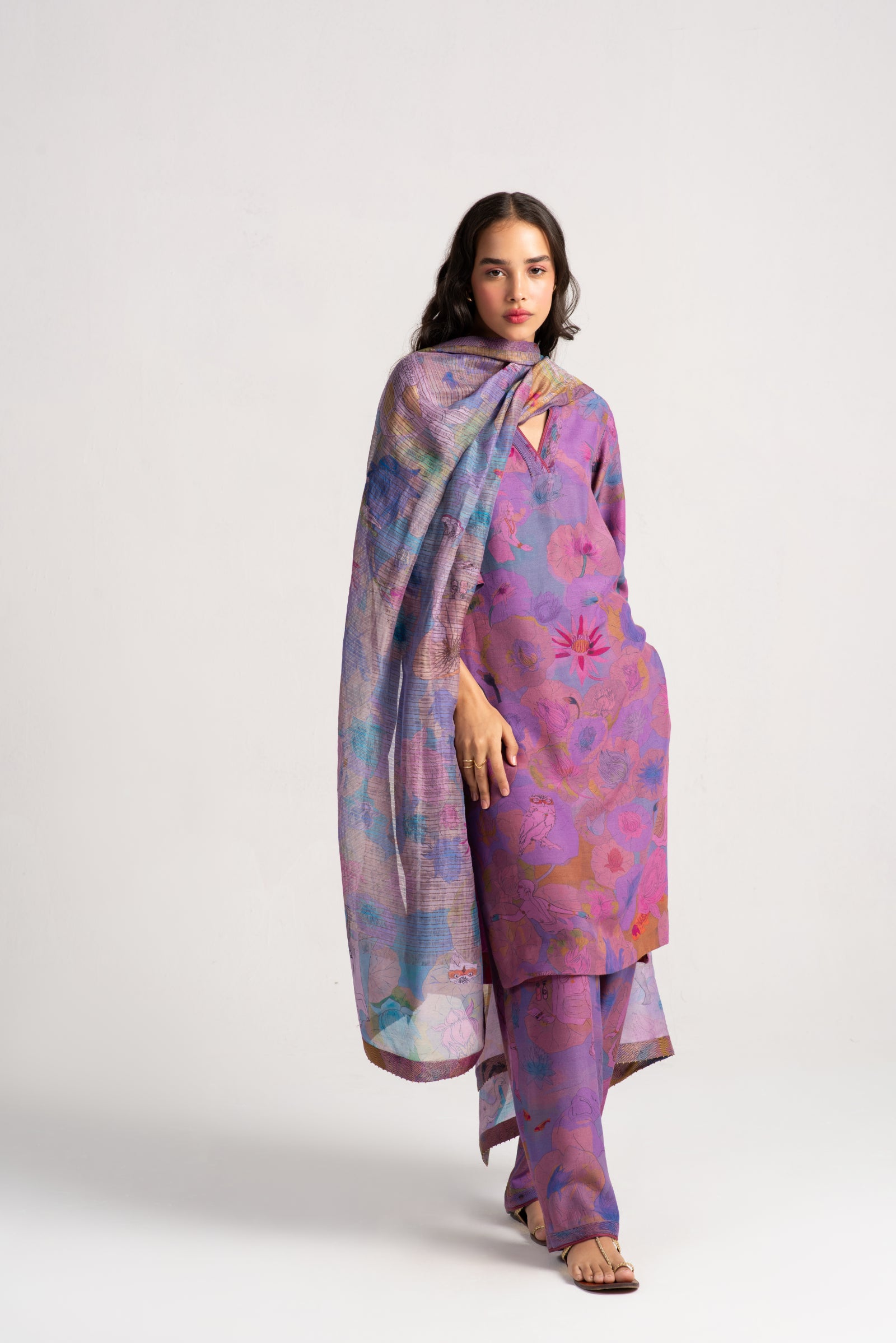 Aisha Salwar Kameez - Premium Muga Satin Amethyst Color Traditional Indian Suit for Women - Perfect for Weddings, Festivals & Special Occasions