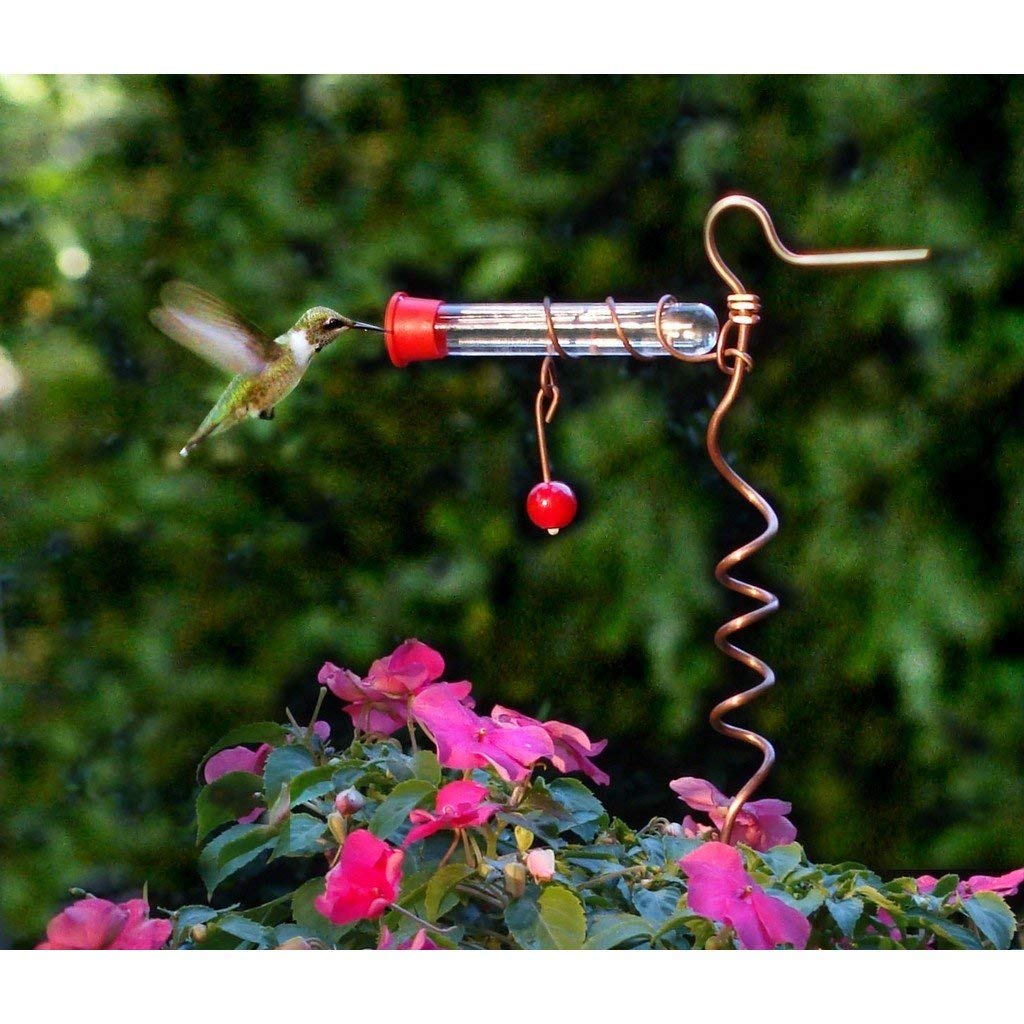Songbird Essentials SEHHFPF1 Hummingbird Feeder - 1 Tube Flower Pot Feeder for Outdoor Garden, Patio & Backyard - Attracts Hummingbirds with Bright Colors & Sweet Nectar