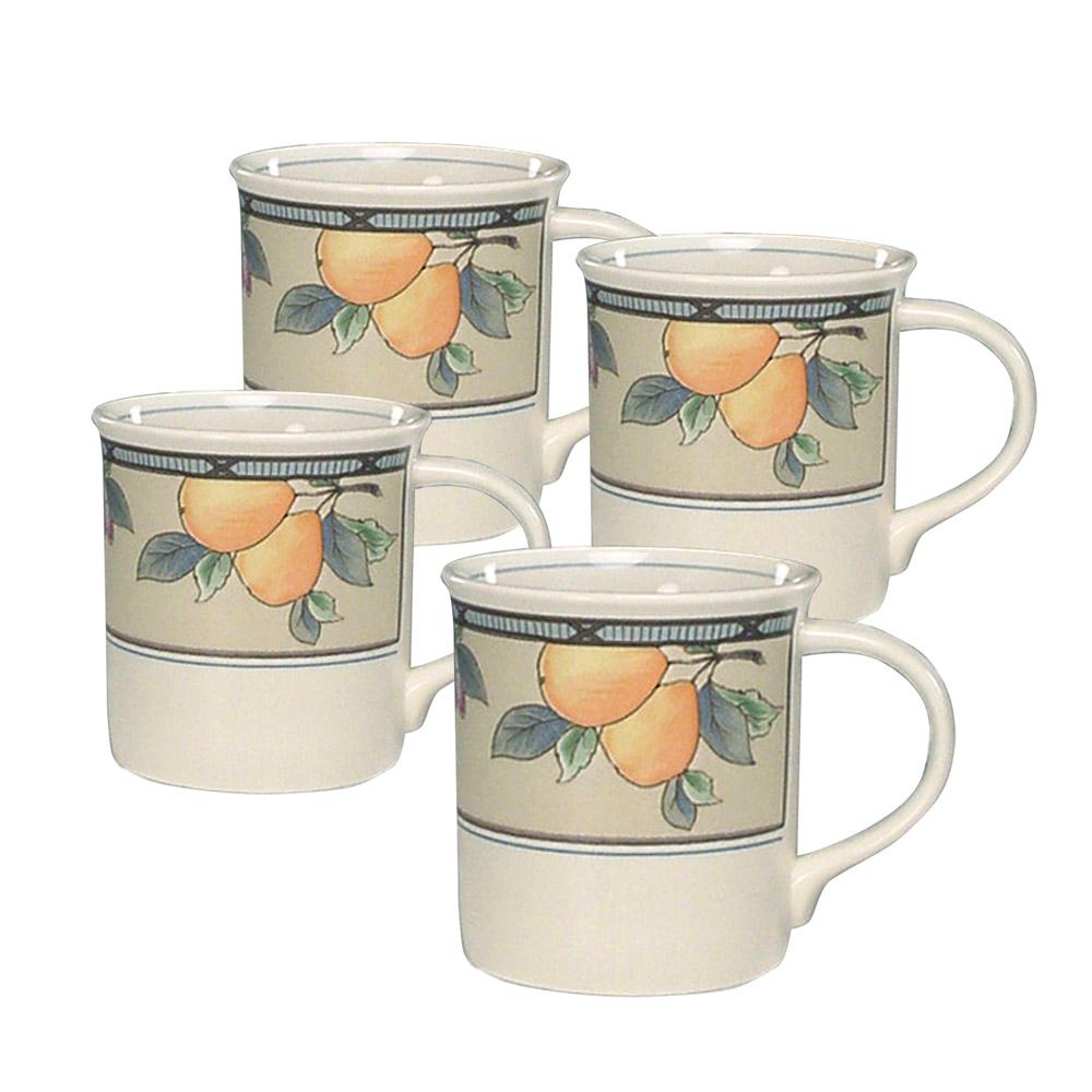 Premium Garden Harvest® Coffee Mugs Set of 4 - Ceramic Tea Cups with Handle for Home, Office & Outdoor Use - Perfect for Coffee, Tea, Hot Chocolate & Soups