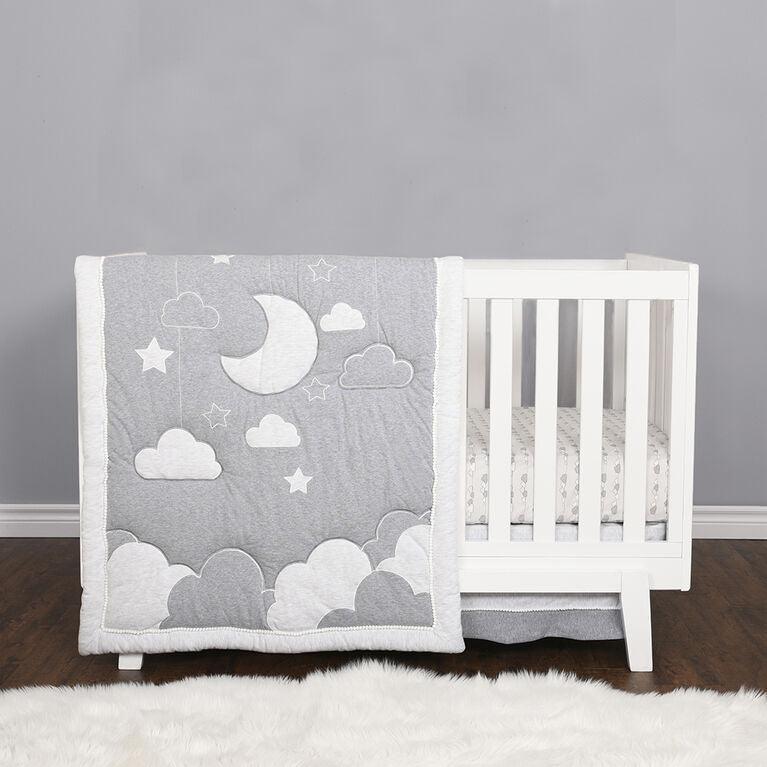Nemcor Counting Stars 4-Piece Crib Bedding Set for Baby's First Nursery | Soft Cotton Crib Sheet, Bumper, Skirt & Blanket | Newborn Infant Bed Set for Boys & Girls | Perfect for Nursery Decor & Baby Shower Gifts