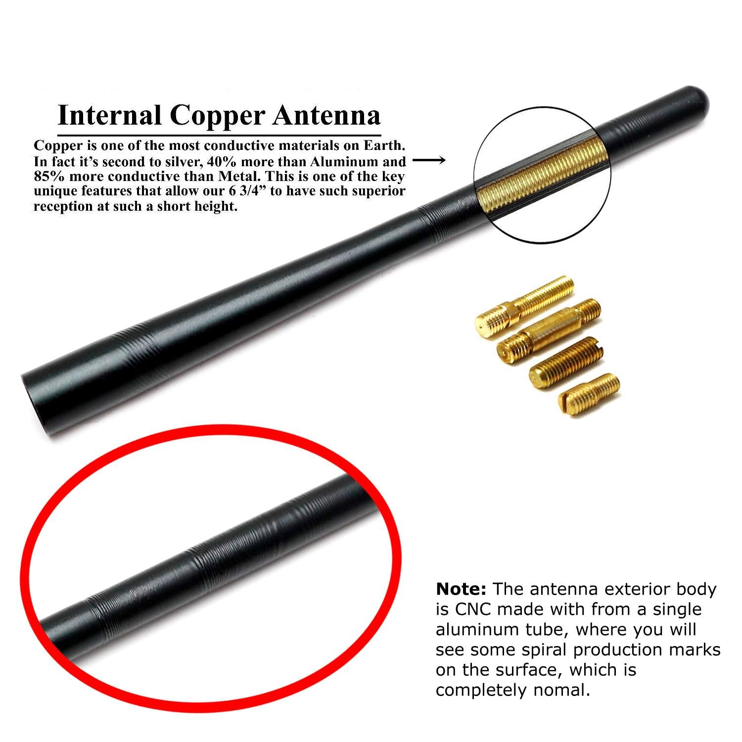 4 Inch Black Metal Short Radio Antenna Stubby for Chevy GMC Pickup Trucks - Durable Car Accessory for Improved FM/AM Reception on Road Trips & Daily Commutes