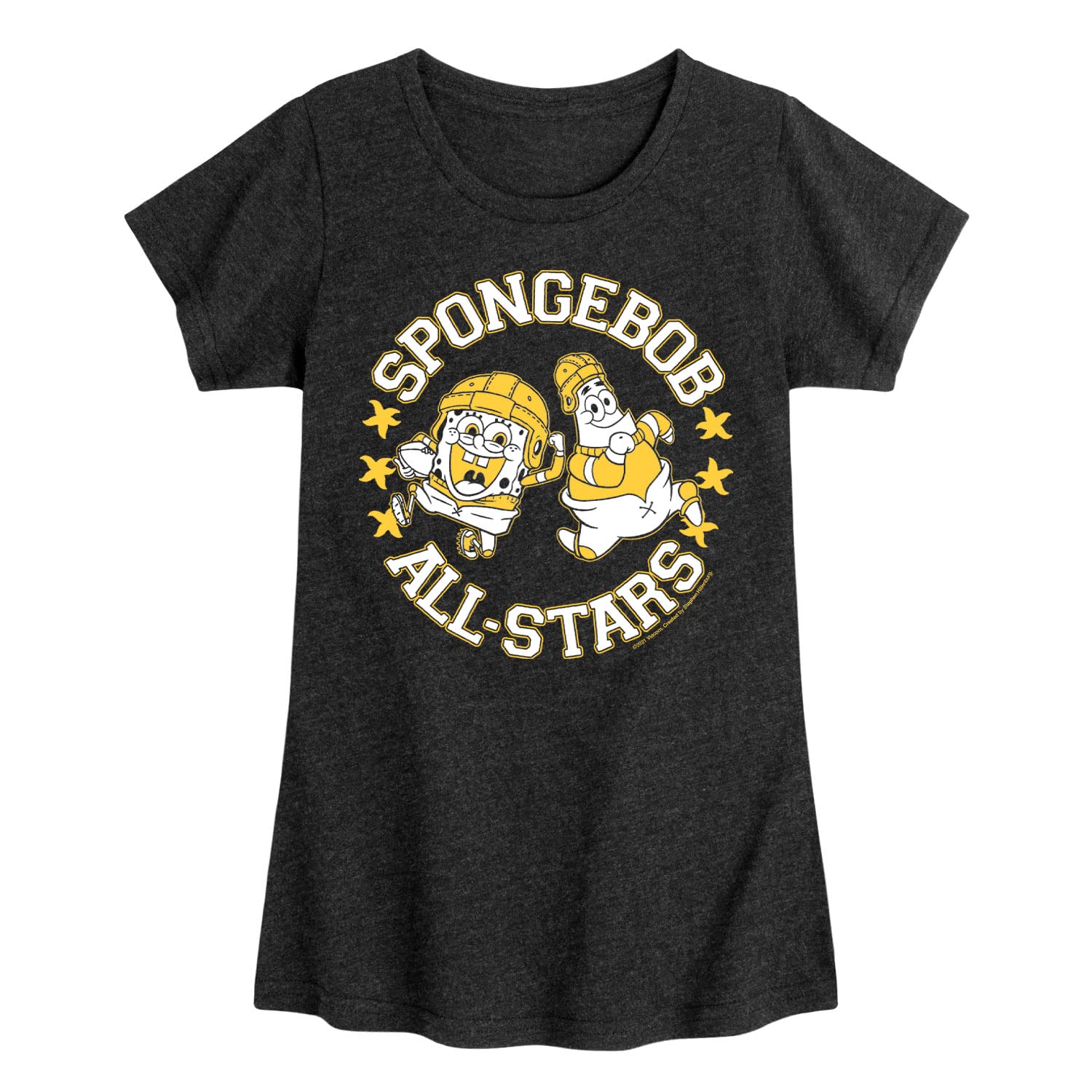 SpongeBob SquarePants Football All-Stars Toddler & Youth Girls Short Sleeve T-Shirt | Hybrid Apparel | Cute Cartoon Graphic Tee for Playdates, School & Sports