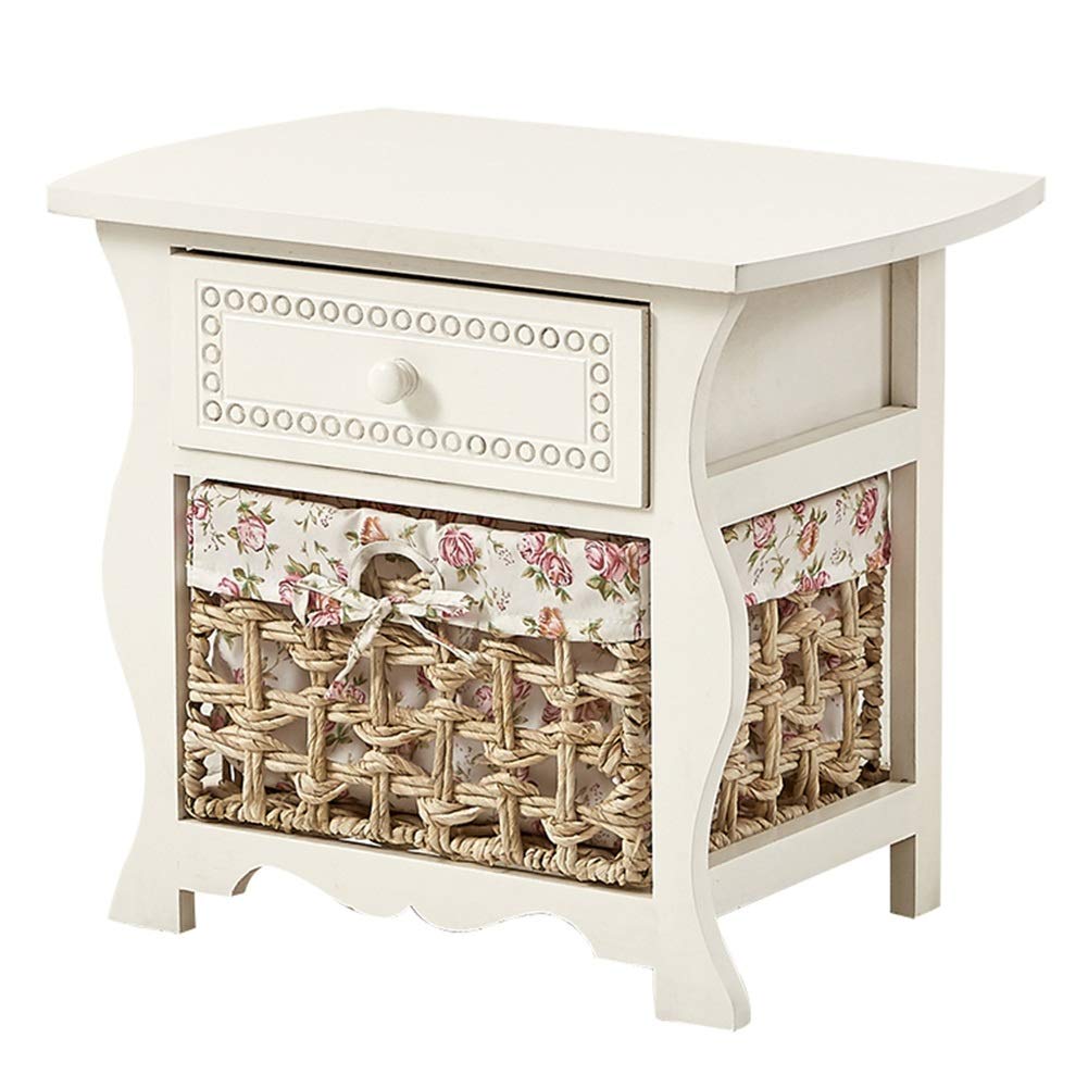White Wooden Multifunctional Nightstand - Bedside Table, Stackable End Table, Coffee Table & Filing Cabinet for Bedroom, Living Room & Office Use