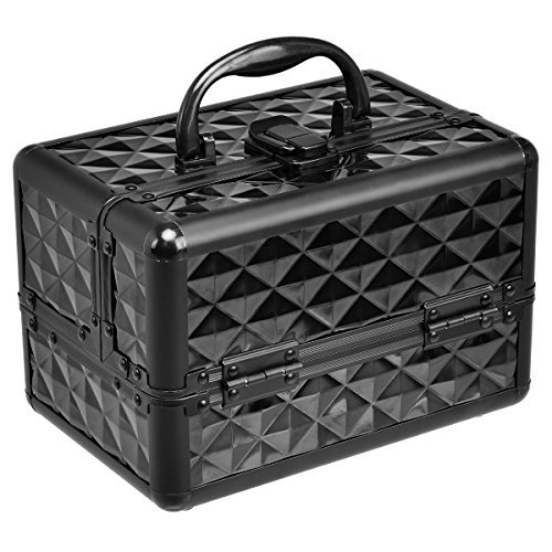 Giantex Professional Portable Mini Makeup Train Case with Mirror & Adjustable Dividers - 2 Tier Cosmetic Organizer for Travel, Salon, and Home Beauty Storage | Compact Makeup Storage Solution for Cosmetologists & Makeup Lovers