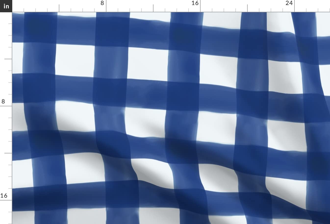 Navy Watercolor Gingham Buffalo Check Printed Minky Fabric - Soft Plush Fat Quarter for Sewing Baby Blankets, Quilt Backing & DIY Plush Toys - Perfect for Nursery Decor, Craft Projects & Home Sewing
