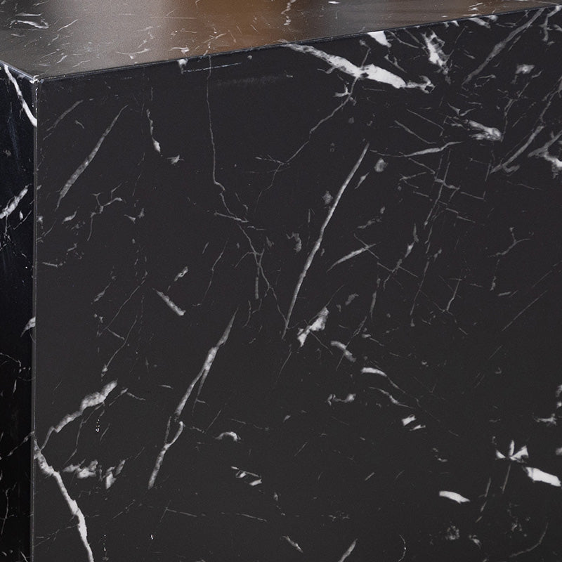 Black Marble Effect DICE Nest of 2 Square Coffee Tables - Modern Living Room Furniture for Small Spaces & Home Decor