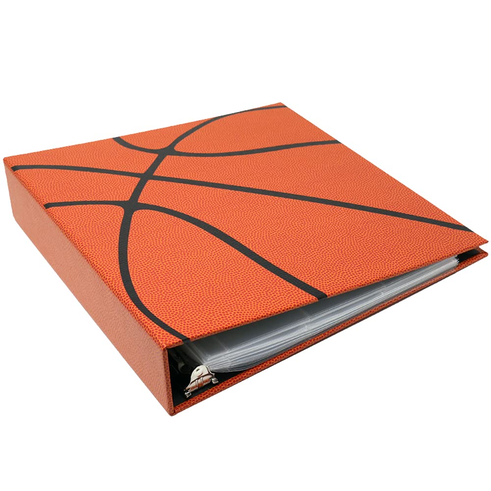 Premium Hoopz Textured 3-Ring Basketball Card Binder with 100 Sleeves - Durable Sports Trading Card Organizer for Collectors - Perfect for NBA, Pokemon & MTG Card Storage & Display