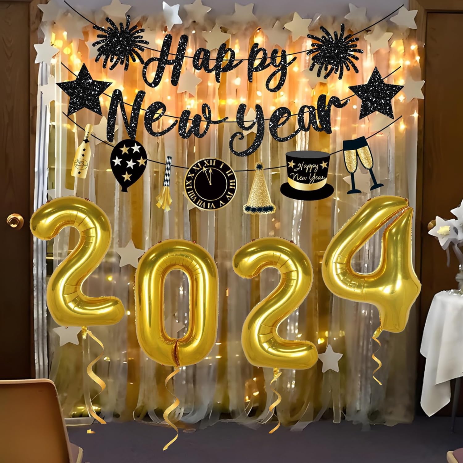 2024 Graduation Balloons - 40 Inch Gold Foil Mylar Helium Number Balloons for Class of 2024 | Graduation Party Decorations, New Year Celebration, Birthday Decor