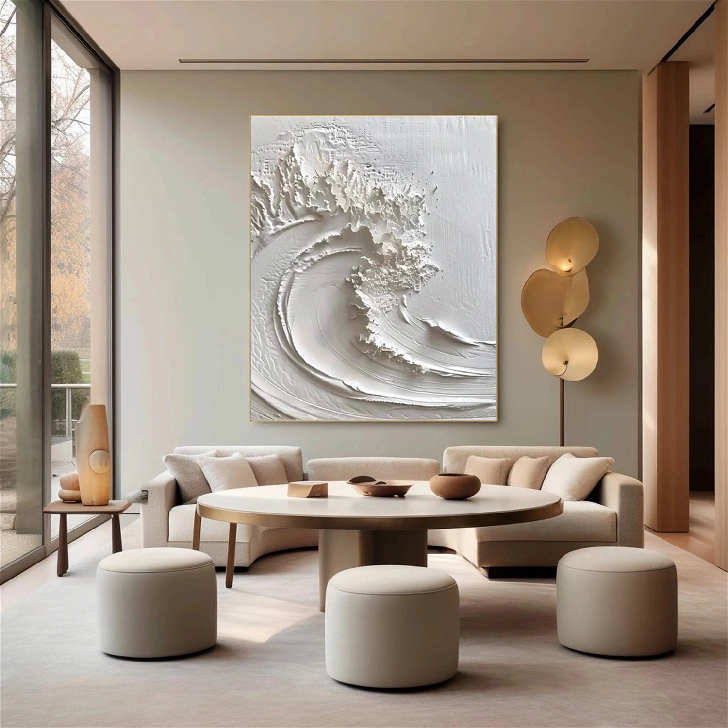 White Minimalist Textured Painting Canvas - Modern Abstract Wall Art for Home & Office Decor | Perfect for Living Room, Bedroom, or Studio | #MM308