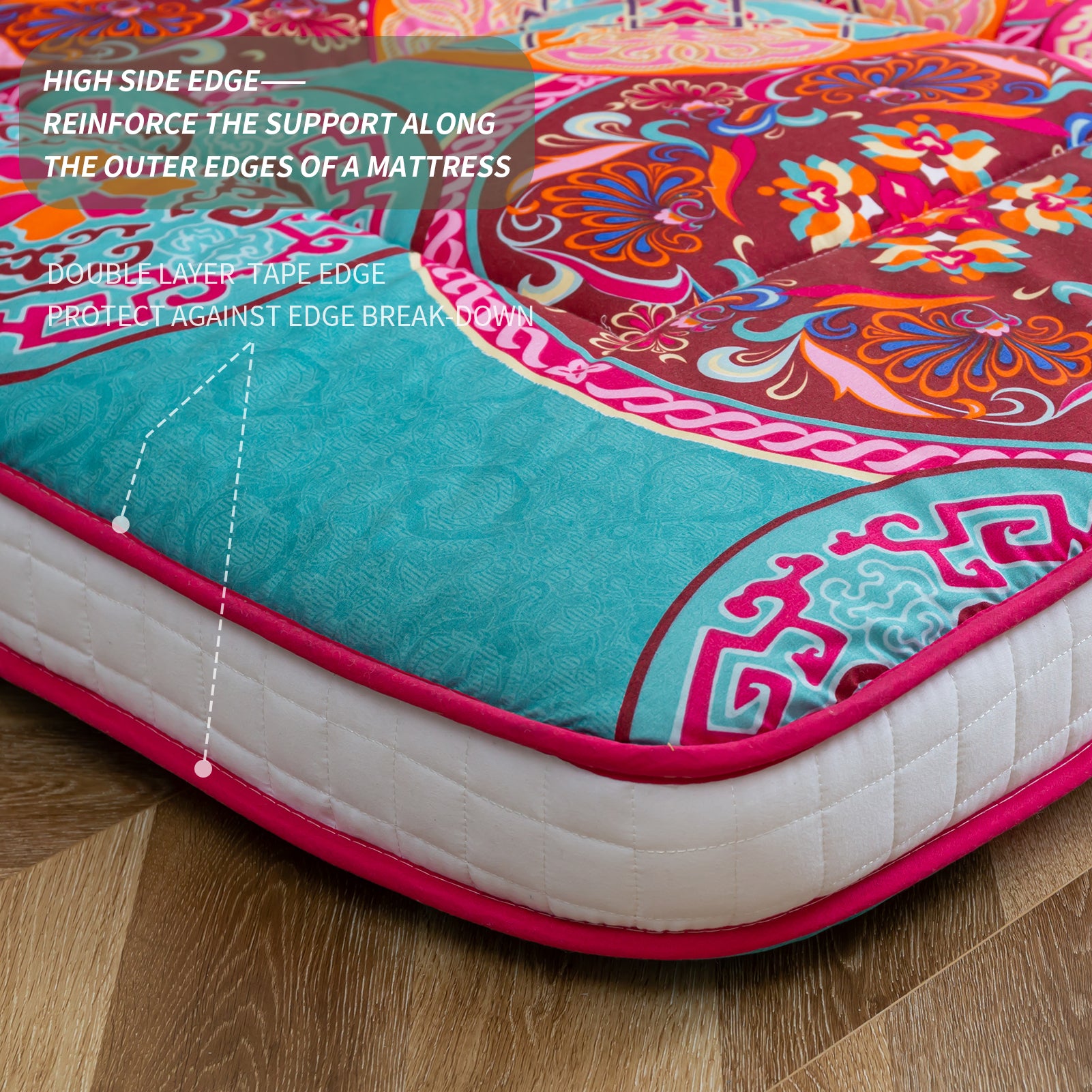 MAXYOYO Padded Japanese Floor Mattress - Bohemian Style Futon for Home & Outdoor Use | Comfortable Floor Sleeping Mat for Guest Room, Camping, and Lounging