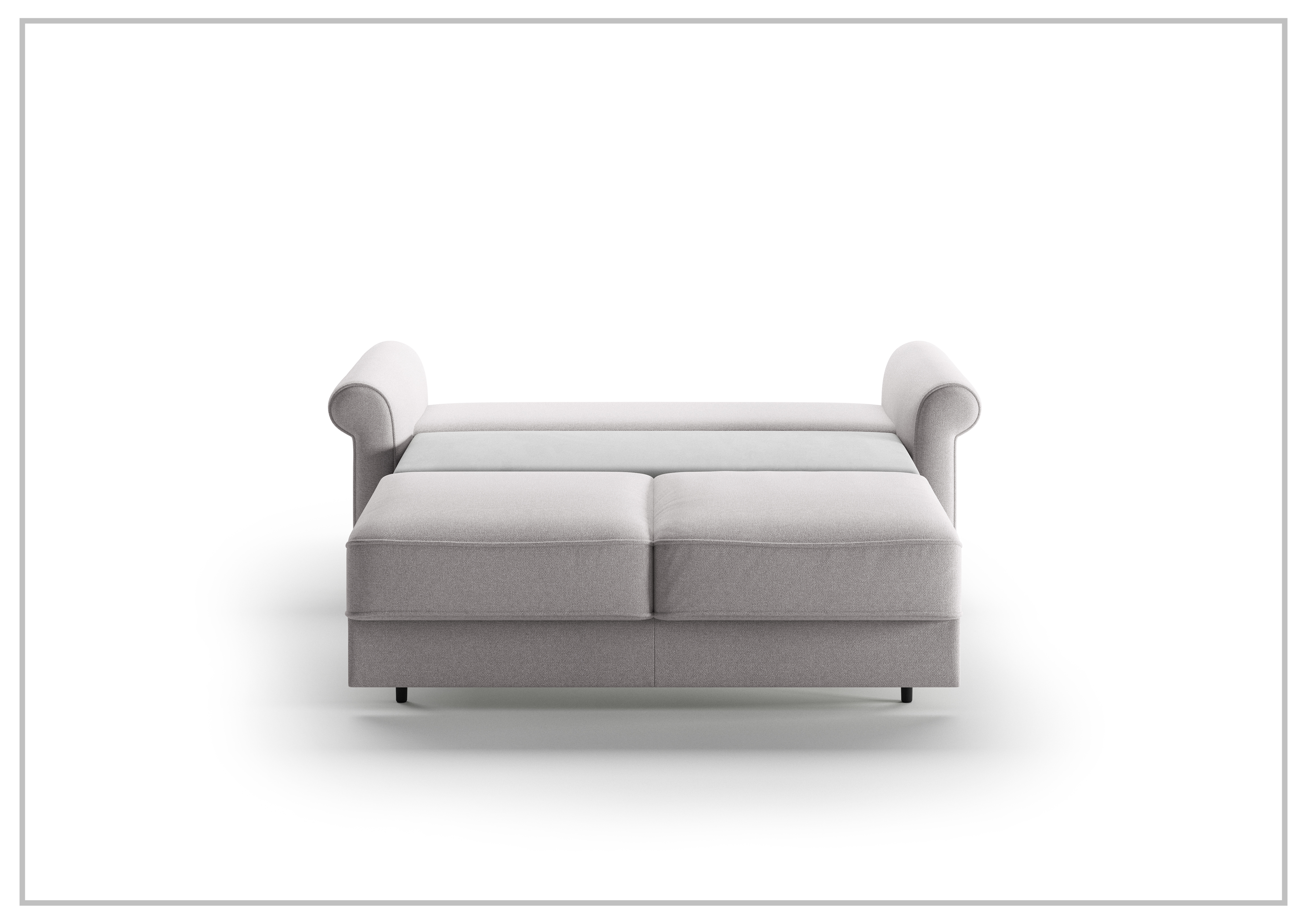 Luonto Casey Fabric Full XL Sleeper Sofa Bed with Walnut Leg Finish - Perfect for Guest Rooms, Small Apartments & Cozy Living Spaces
