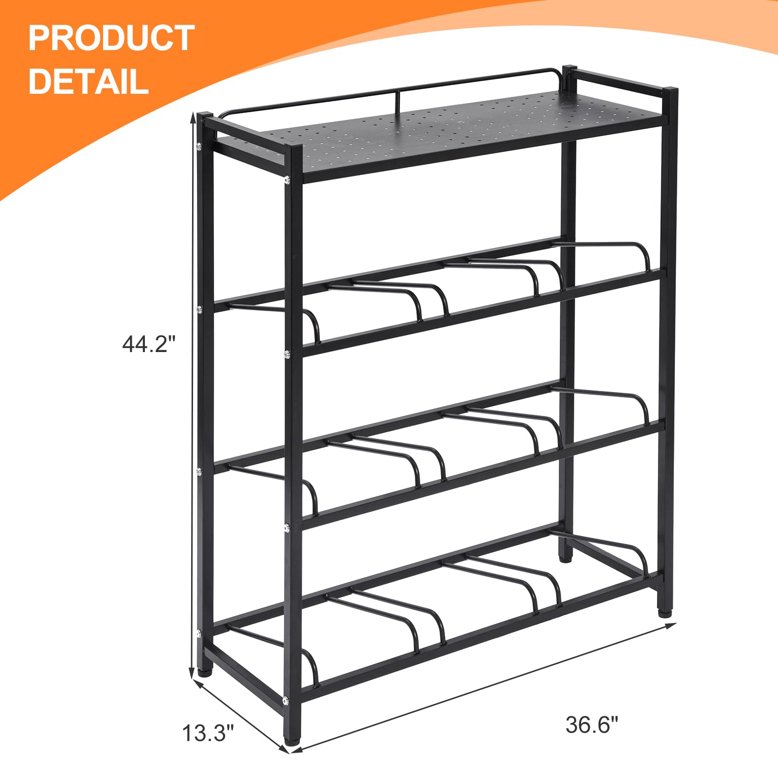 5 Gallon Water Bottle Jug Holder - 4 Tier Heavy Duty Cooler Storage Rack with Top Shelf Organizer | Space Saving Solution for Home, Office & Breakroom | Perfect for Water Dispensers, Pantry Organization & Commercial Use (Black)