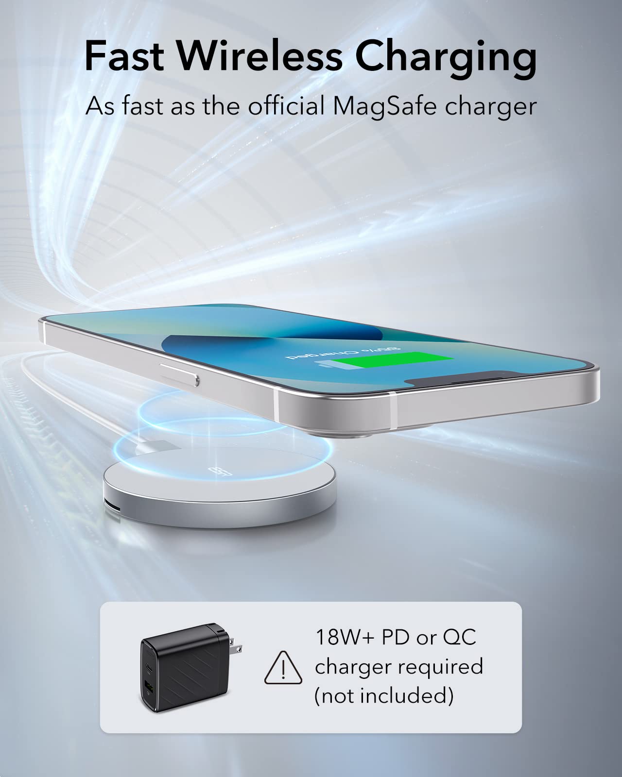 ESR MagSafe Wireless Charger Stand for iPhone 16/15/14/13/12 & AirPods 4/3/Pro - 5ft Detachable Cable, White | Desktop Charging Station for Home, Office & Travel