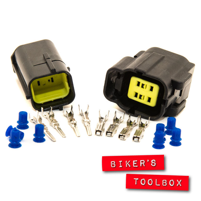 4 Way AMP Econoseal J Series Waterproof Electrical Connectors - Ideal for Automotive, Marine & Outdoor Wiring Applications