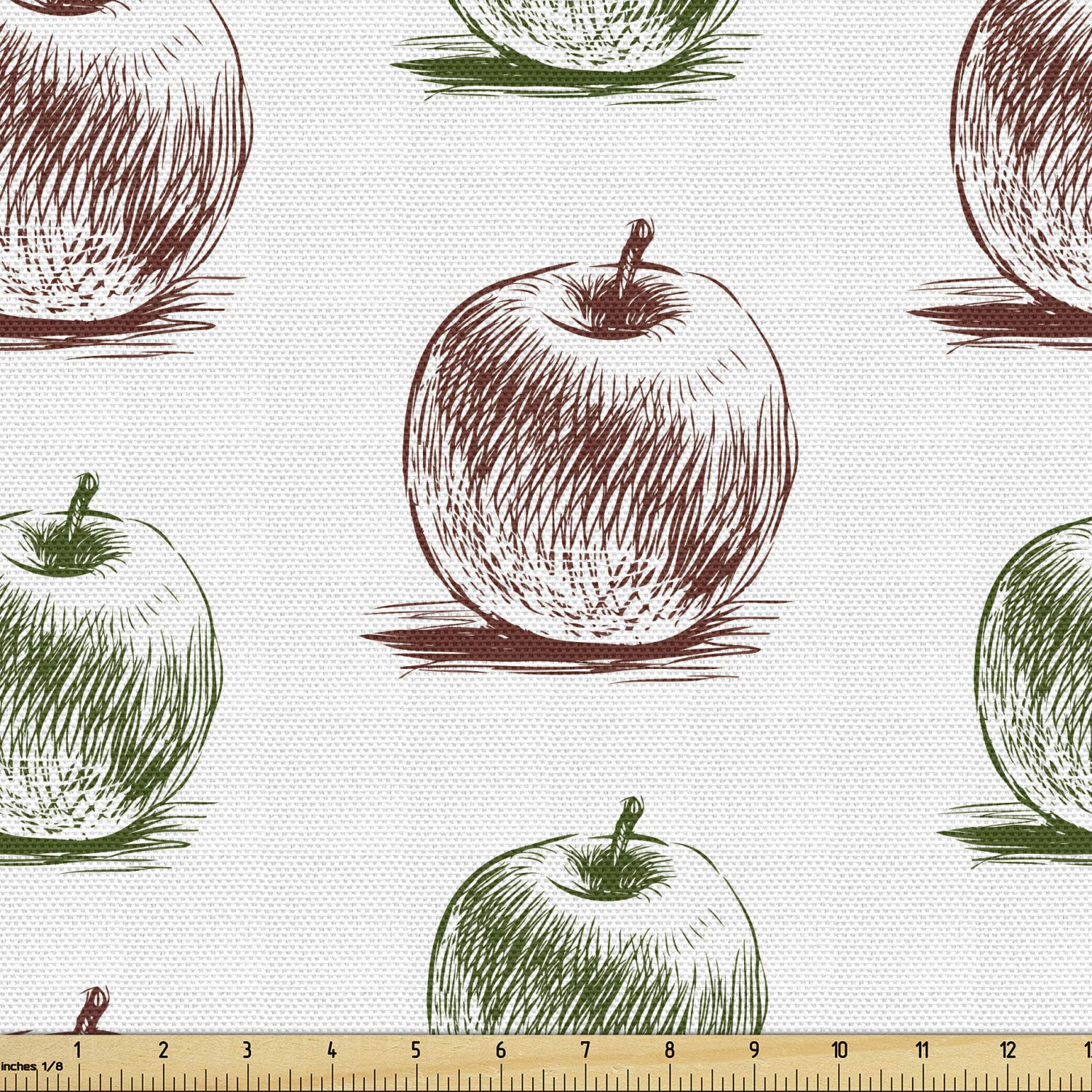 Ambesonne Fruits Fabric by The Yard - Apple Sketch Art Hand Drawn Juicy Summer Snacks, Decorative Upholstery Fabric for Sofa, Curtains & Home Decor (10 Yards, Pale Maroon Olive Green) - Perfect for DIY Crafts, Pillow Covers & Table Runners